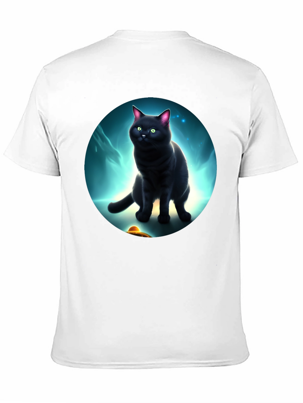 Cosmic Cat T-Shirt: Black Cat UFO Design