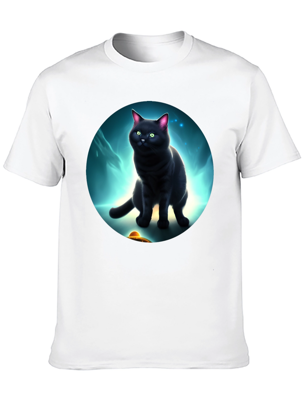 Cosmic Cat T-Shirt: Black Cat UFO Design
