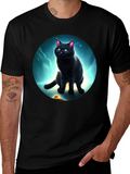 Cosmic Cat T-Shirt: Black Cat UFO Design