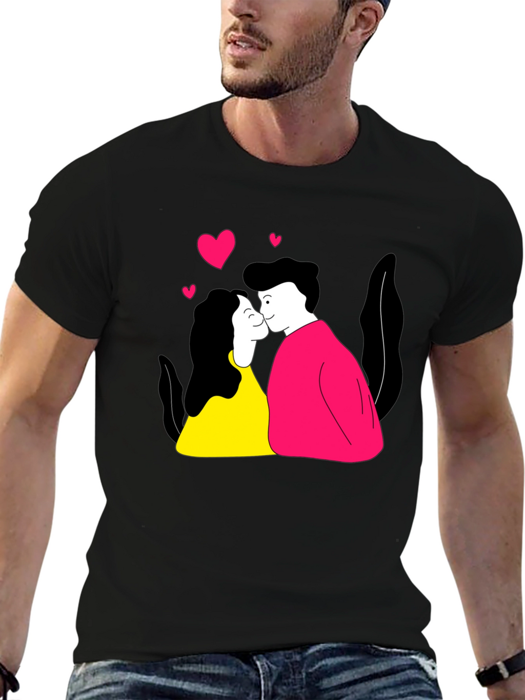 Couple Kissing T-Shirt - Black Graphic Tee