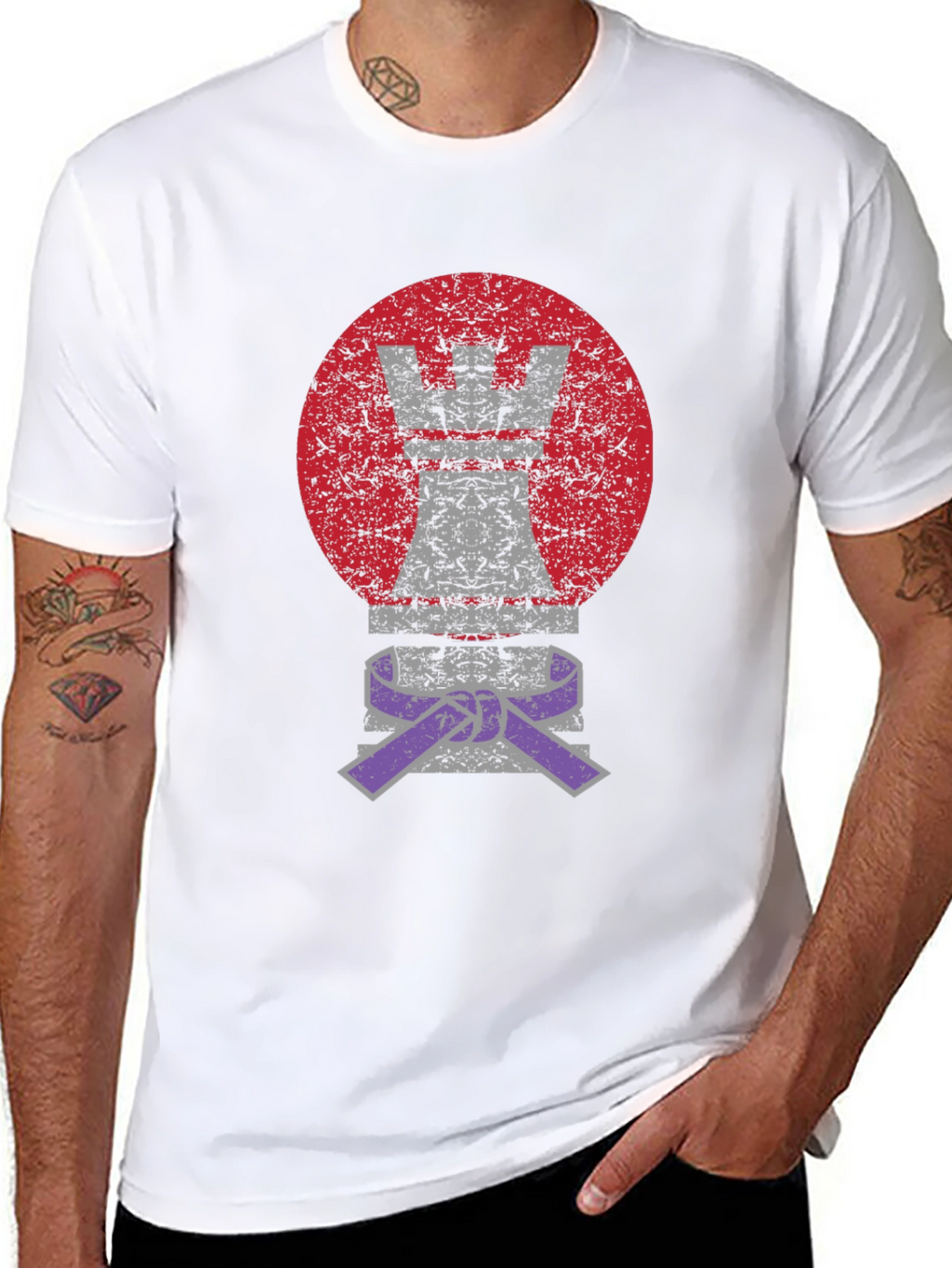 Chess Rook Jiu Jitsu Purple Belt Graphic T-Shirt