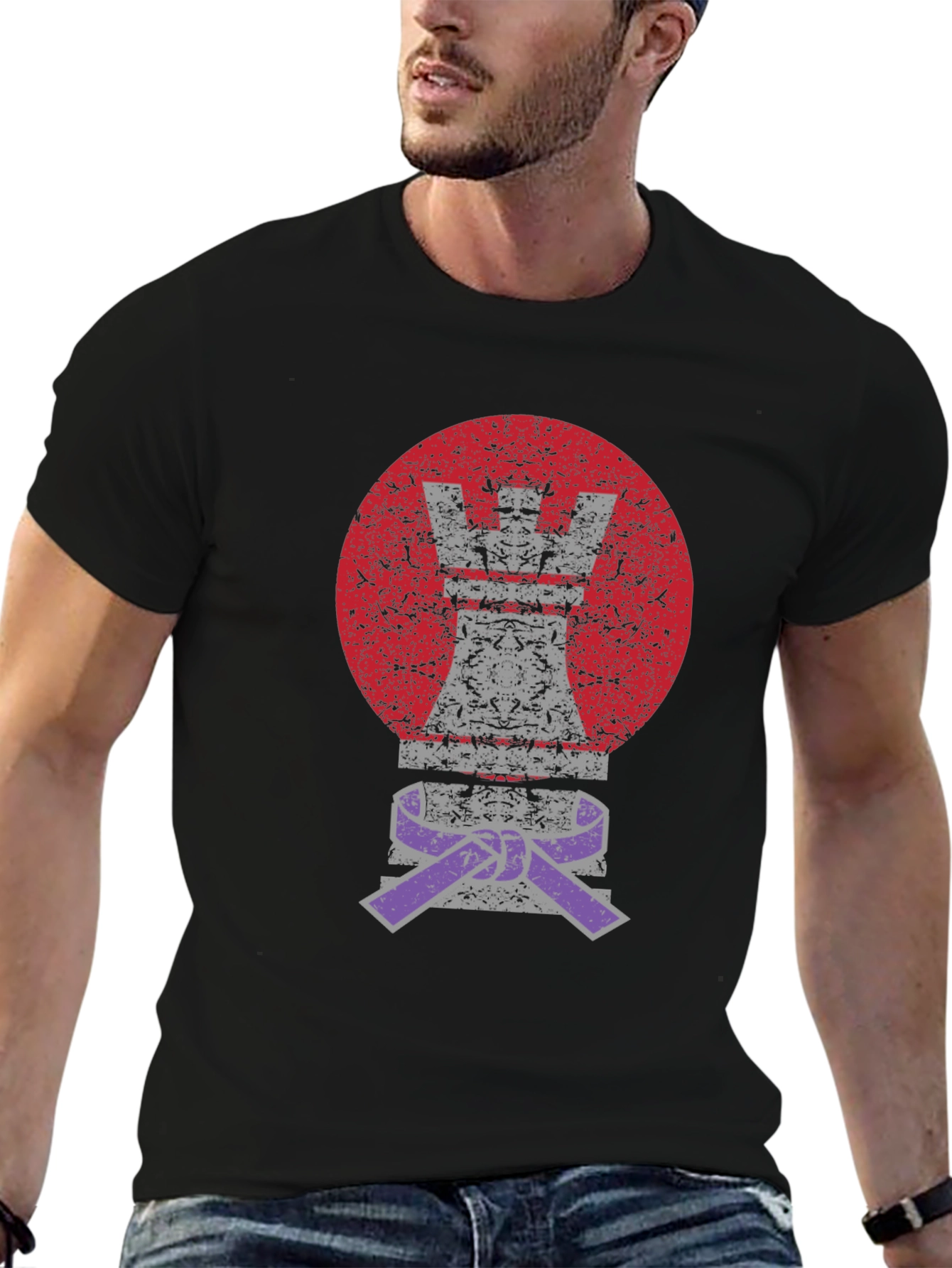 Chess Rook Jiu Jitsu Purple Belt Graphic T-Shirt