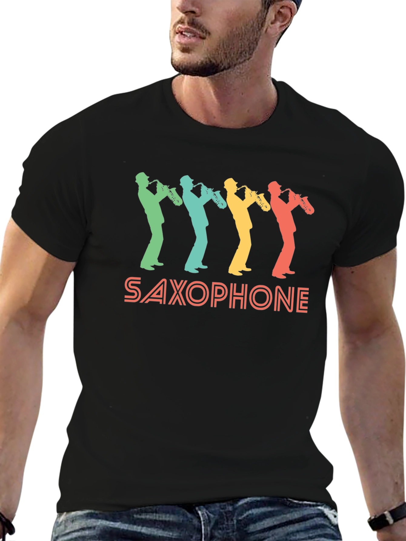 Retro Saxophone Player Graphic Tee