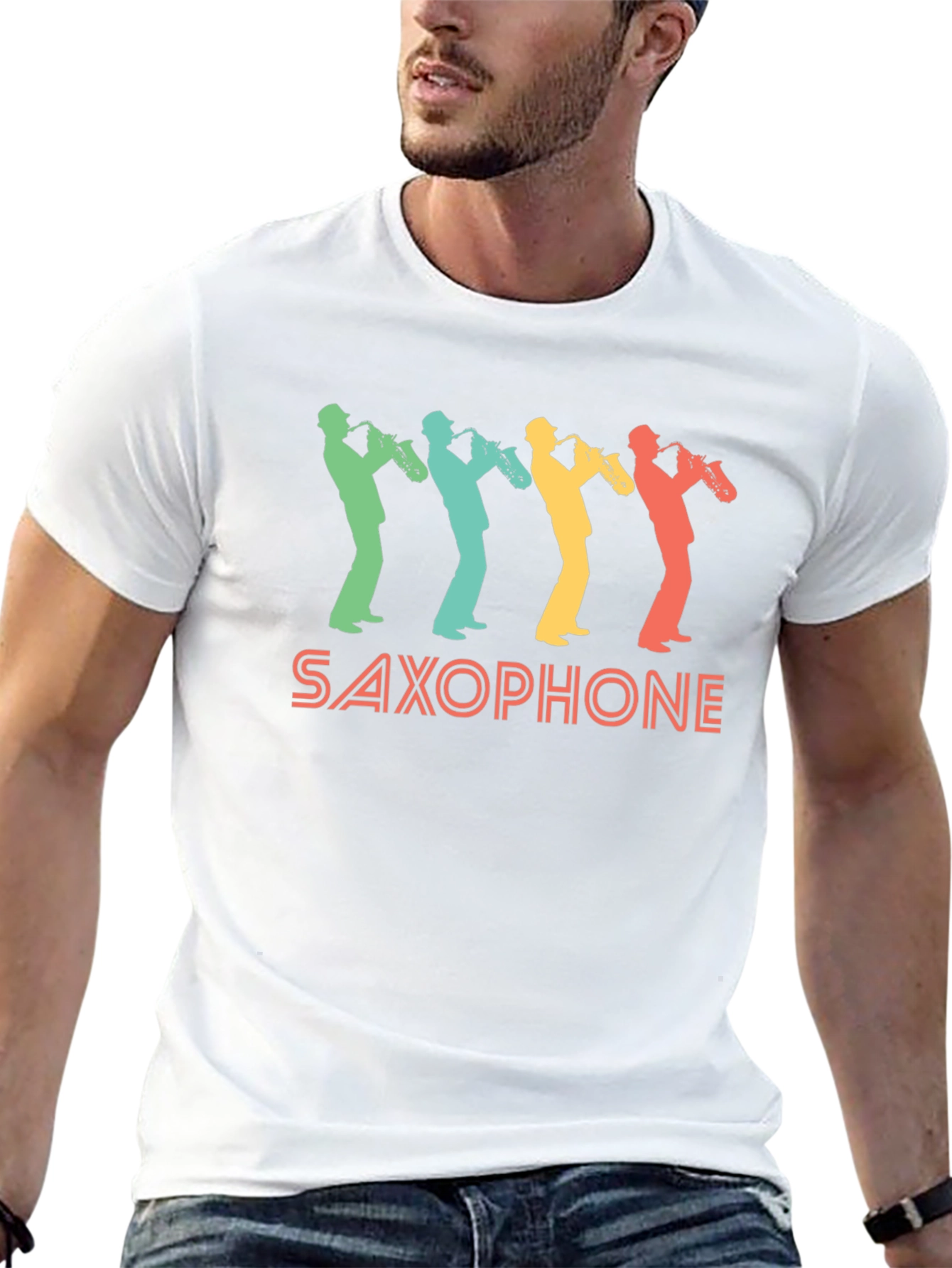 Retro Saxophone Player Graphic Tee