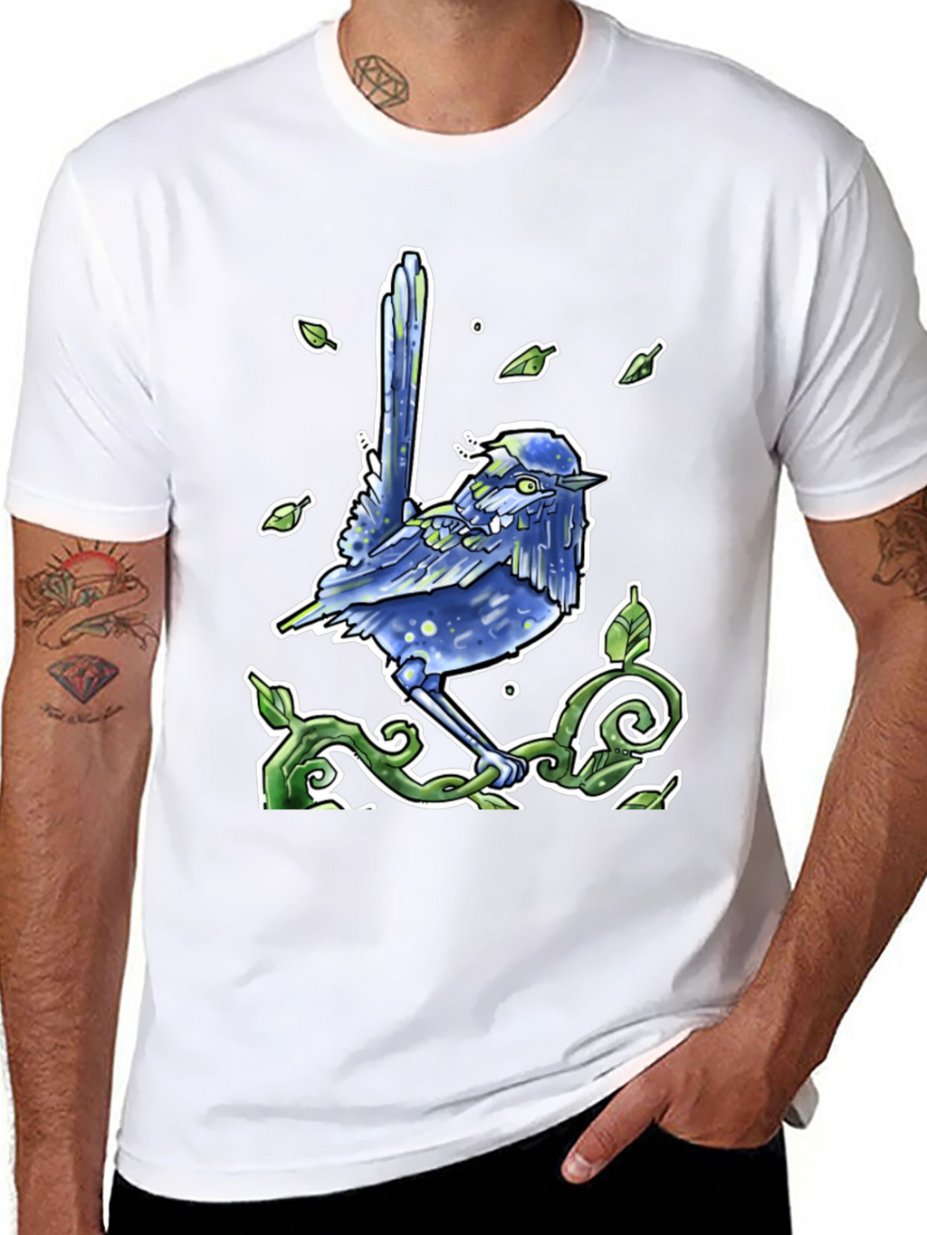 Blue Wren Graphic Tee - Unique Nature Design