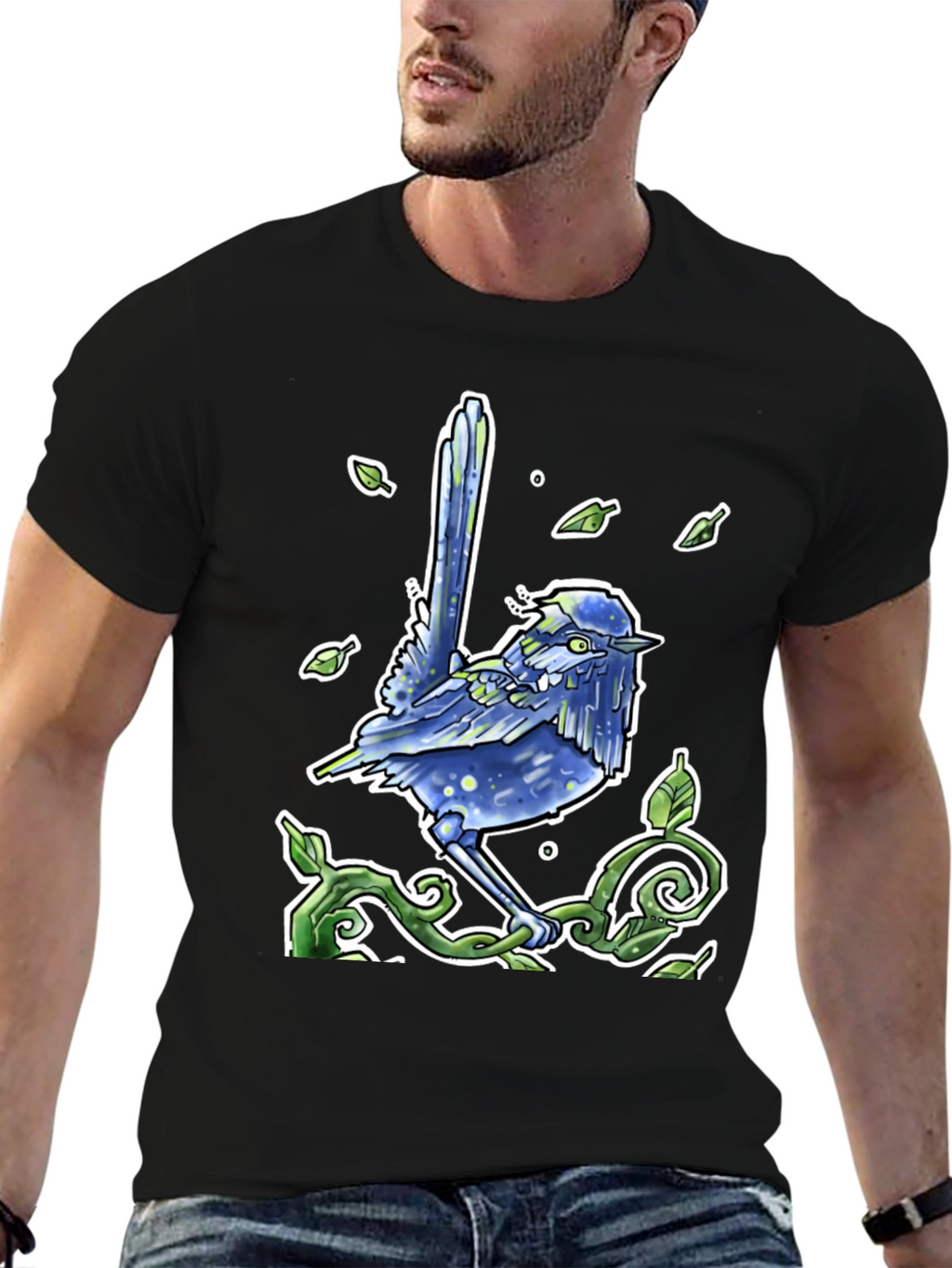 Blue Wren Graphic Tee - Unique Nature Design