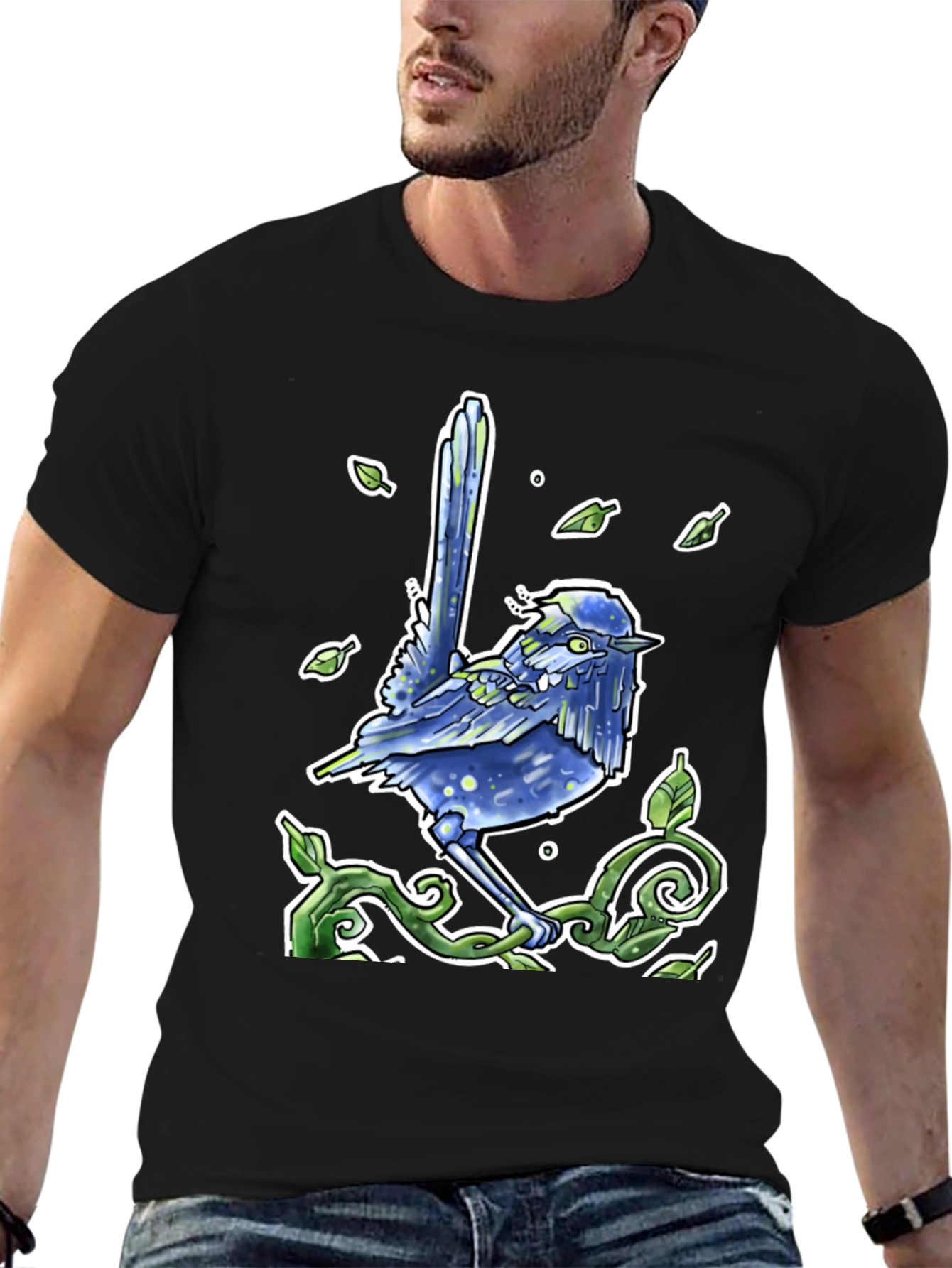 Blue Wren Graphic Tee - Unique Nature Design