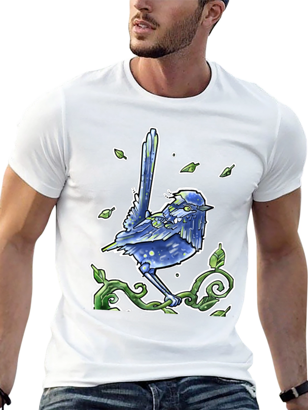 Blue Wren Graphic Tee - Unique Nature Design