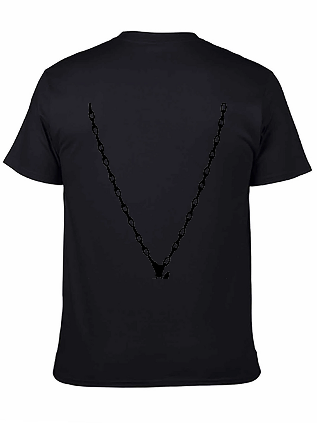 Mens Black Chain V-Neck Graphic Tee