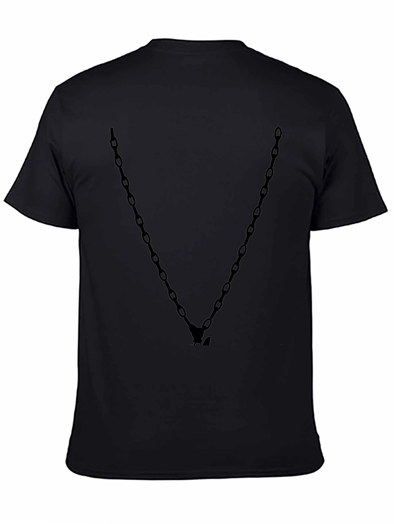 Mens Black Chain V-Neck Graphic Tee