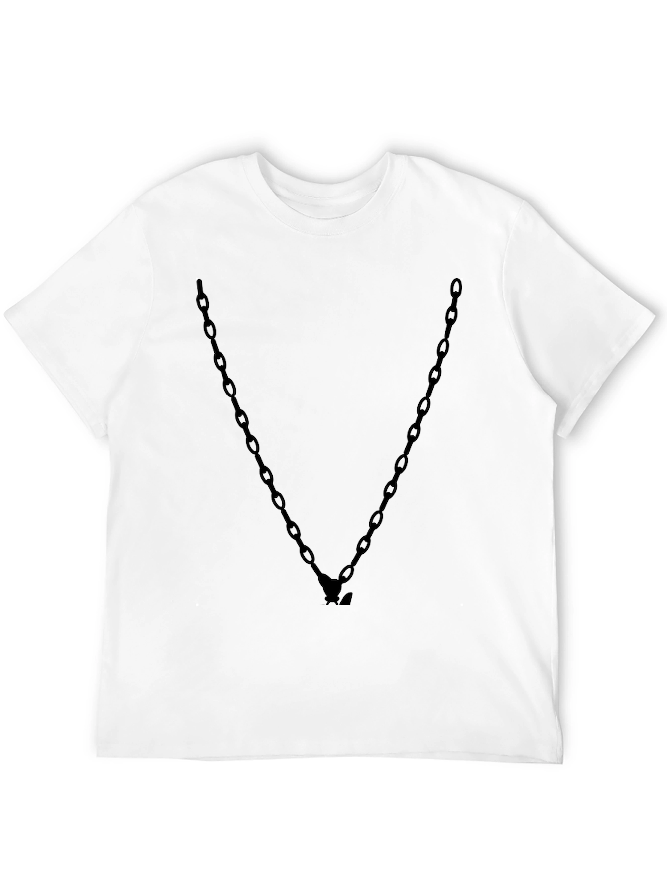 Mens Black Chain V-Neck Graphic Tee