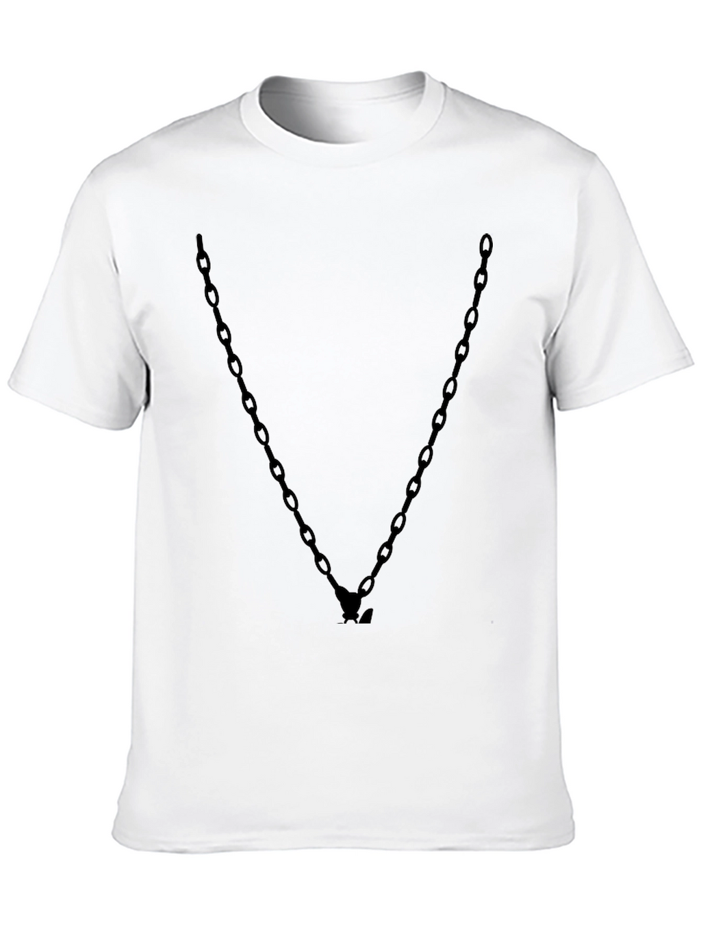 Mens Black Chain V-Neck Graphic Tee