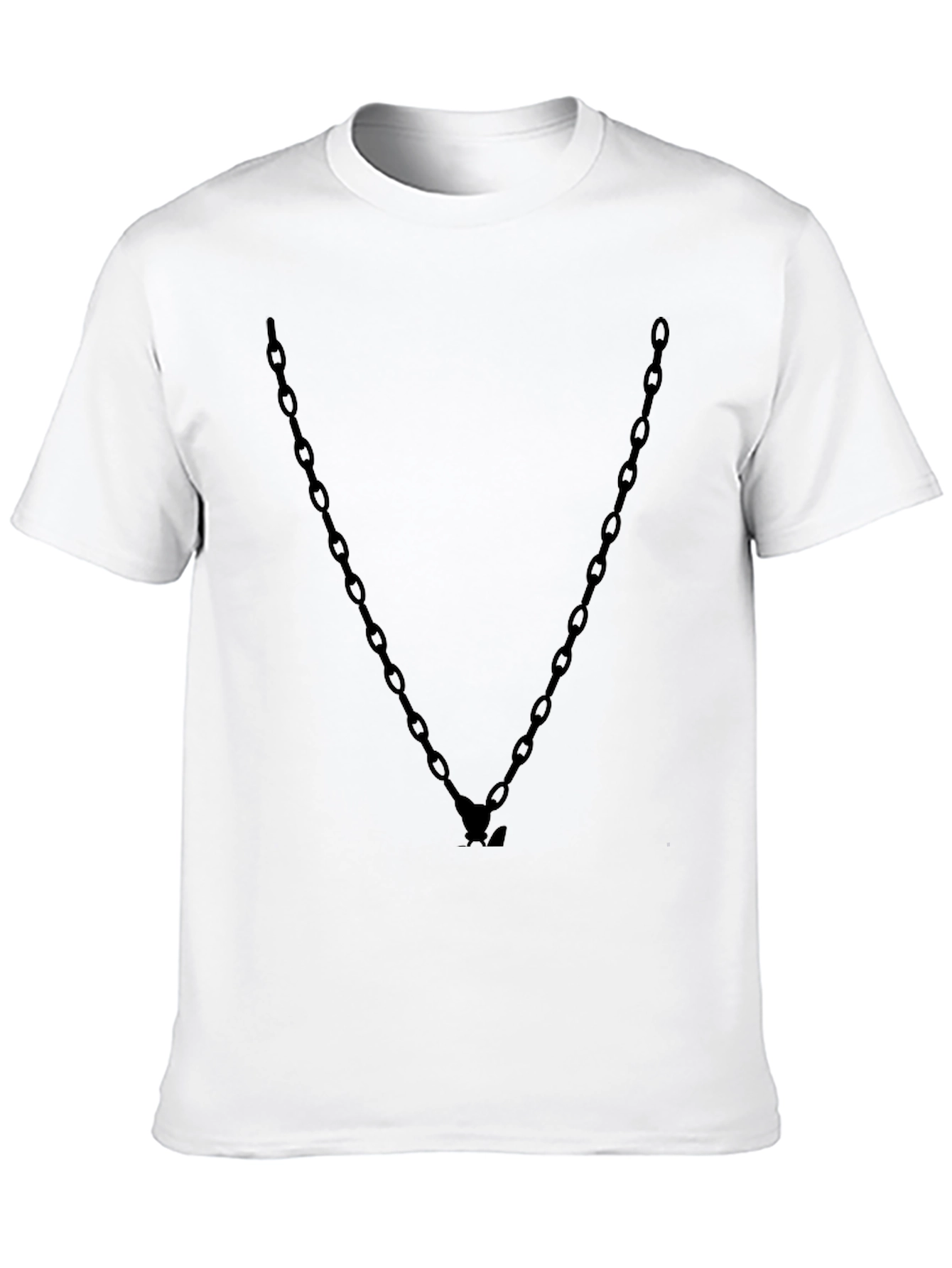 Mens Black Chain V-Neck Graphic Tee