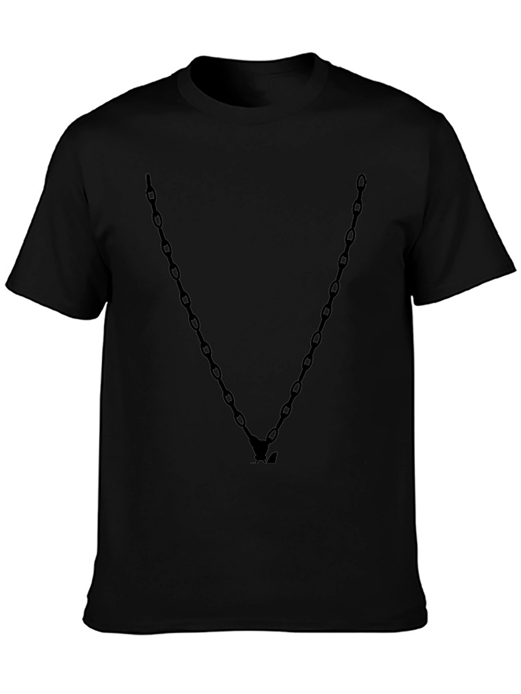 Mens Black Chain V-Neck Graphic Tee