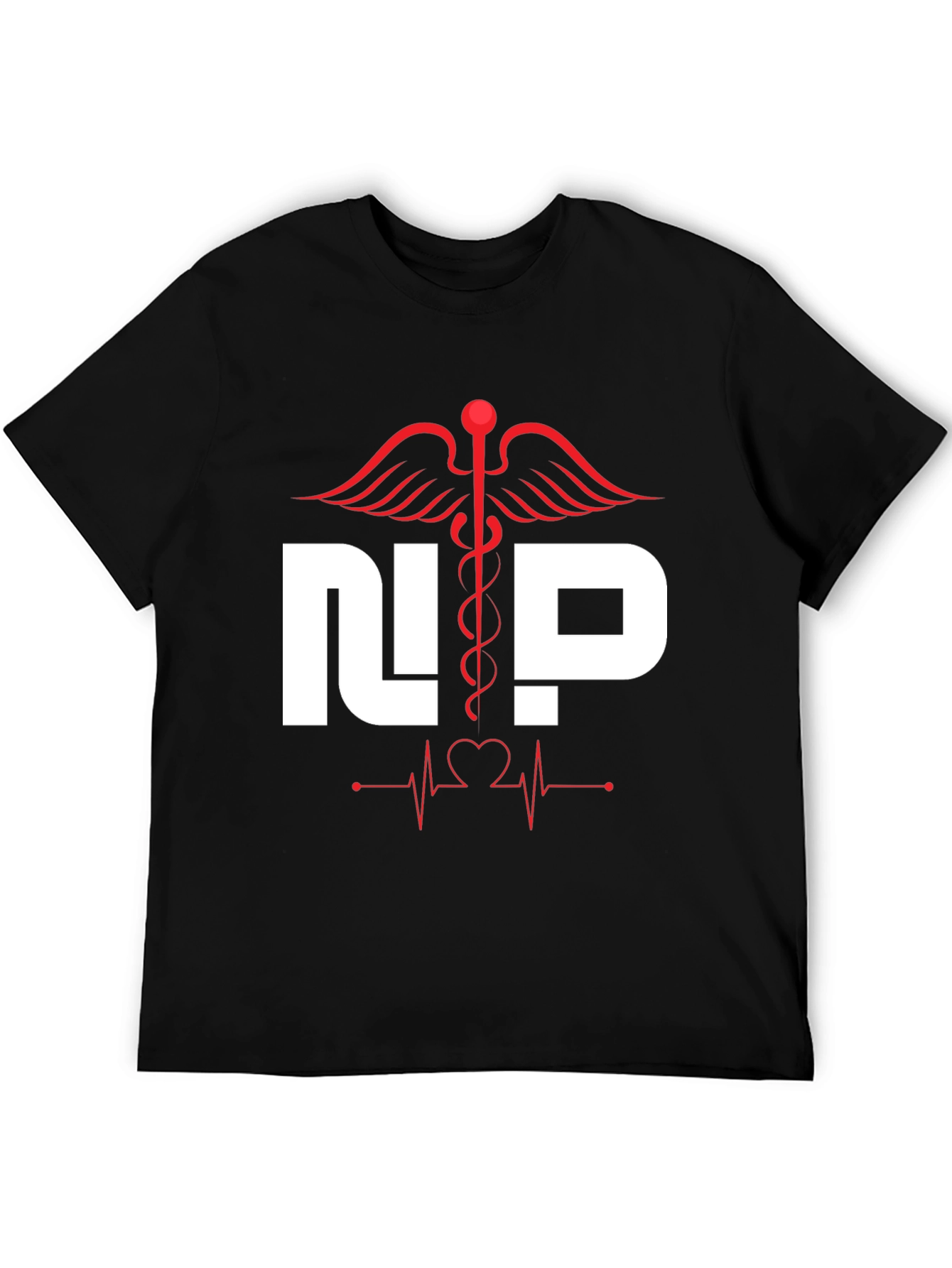 Nurse Practitioner T-Shirt - Medical Caduceus Heartbeat Design