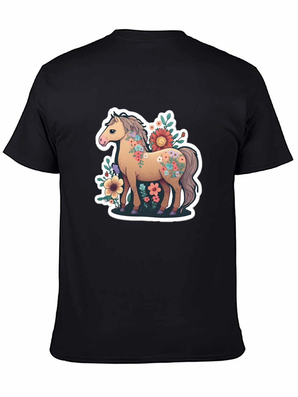 Floral Horse Tee - Stylish Graphic T-Shirt