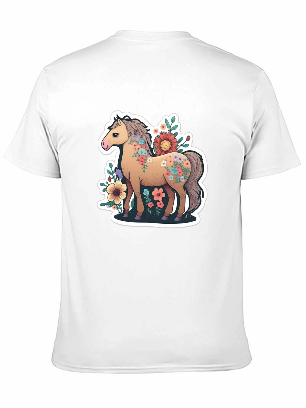 Floral Horse Tee - Stylish Graphic T-Shirt