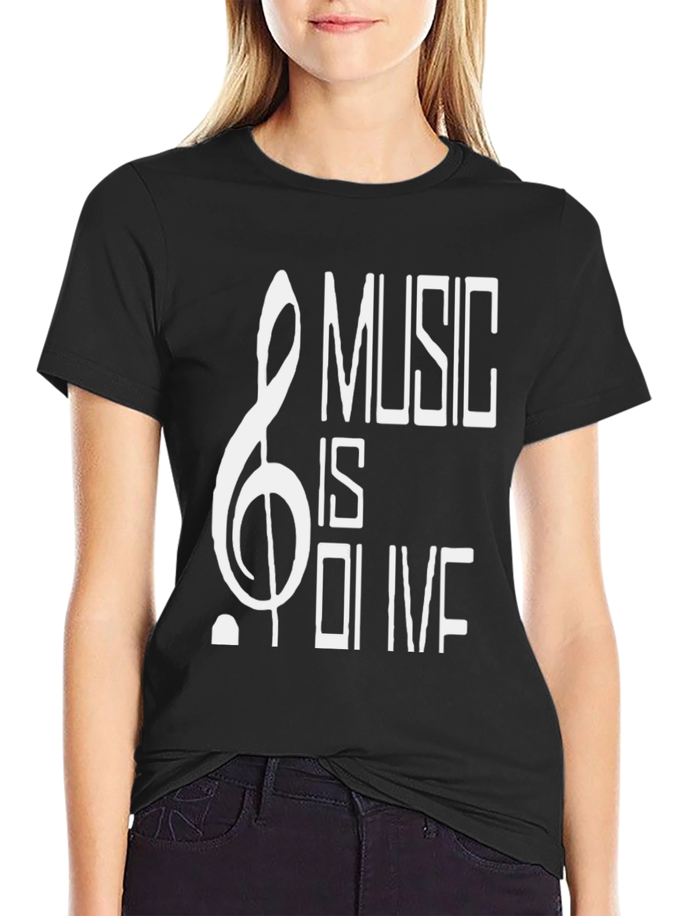 Music is Olive Black Graphic T-Shirt