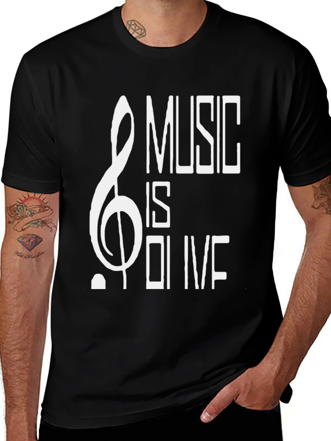 Music is Olive Black Graphic T-Shirt