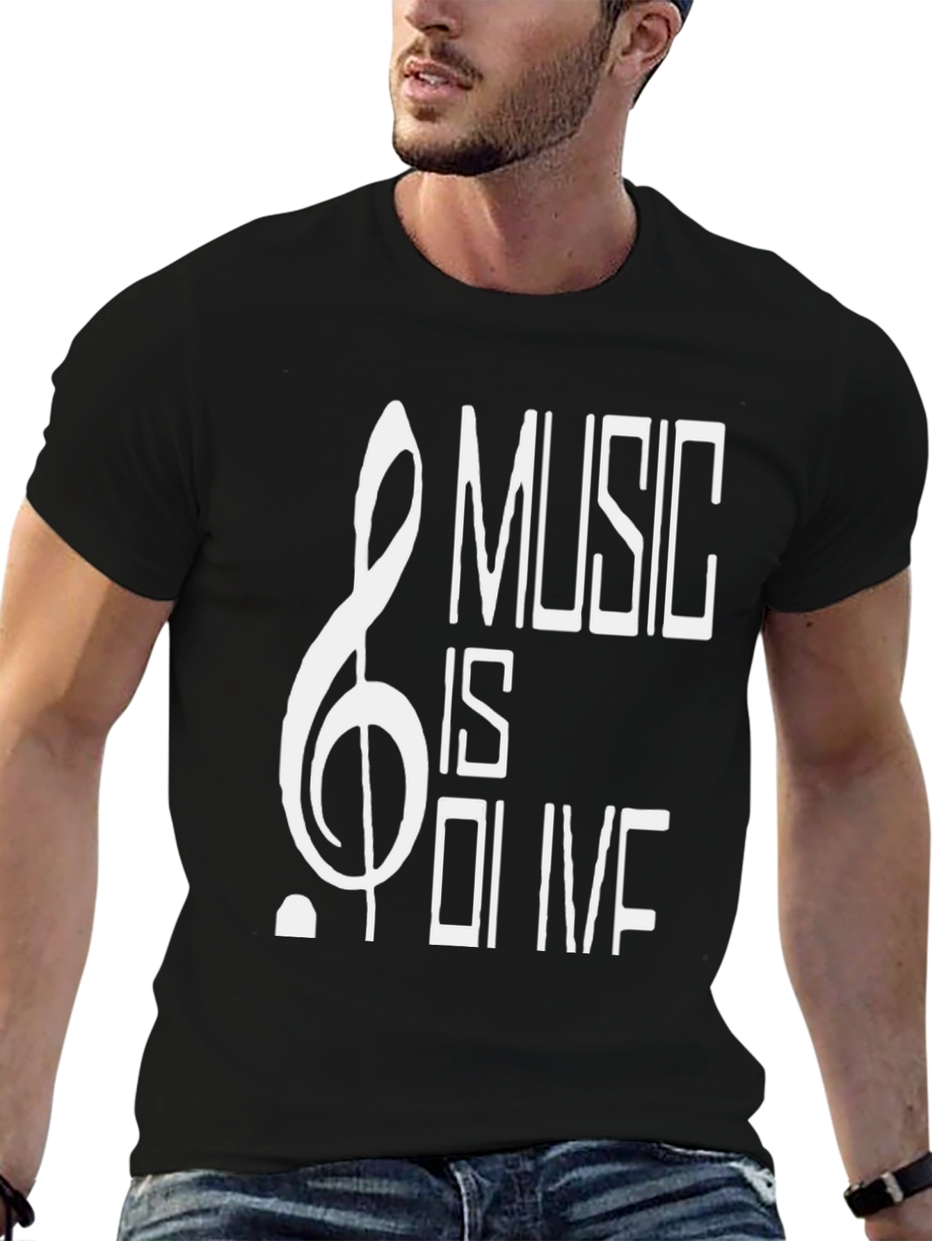Music is Olive Black Graphic T-Shirt