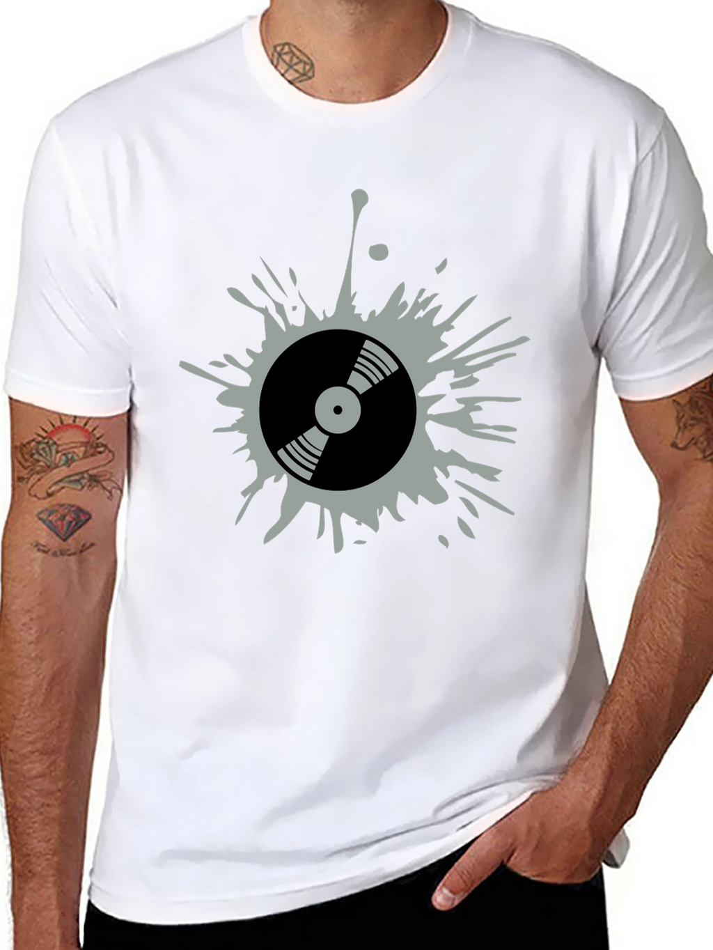 Retro Vinyl Record Splatter Graphic T-Shirt