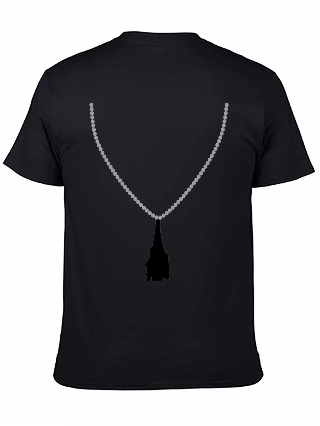 Beaded Necklace Print Black T-Shirt