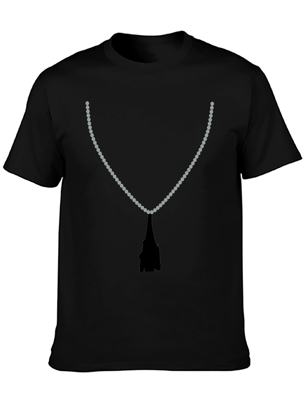 Beaded Necklace Print Black T-Shirt