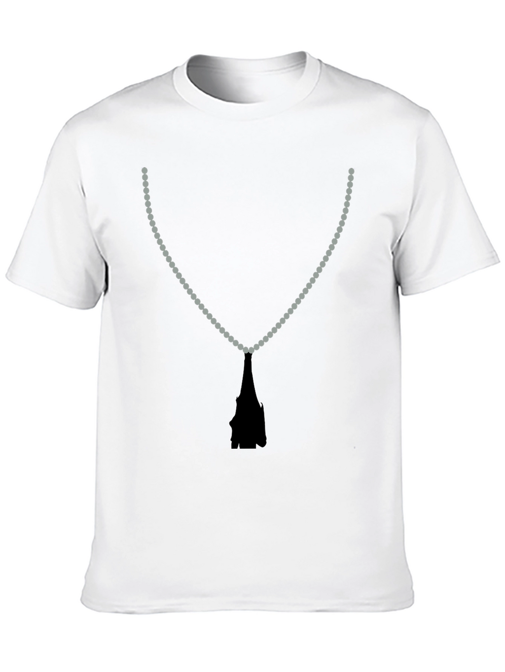 Beaded Necklace Print Black T-Shirt
