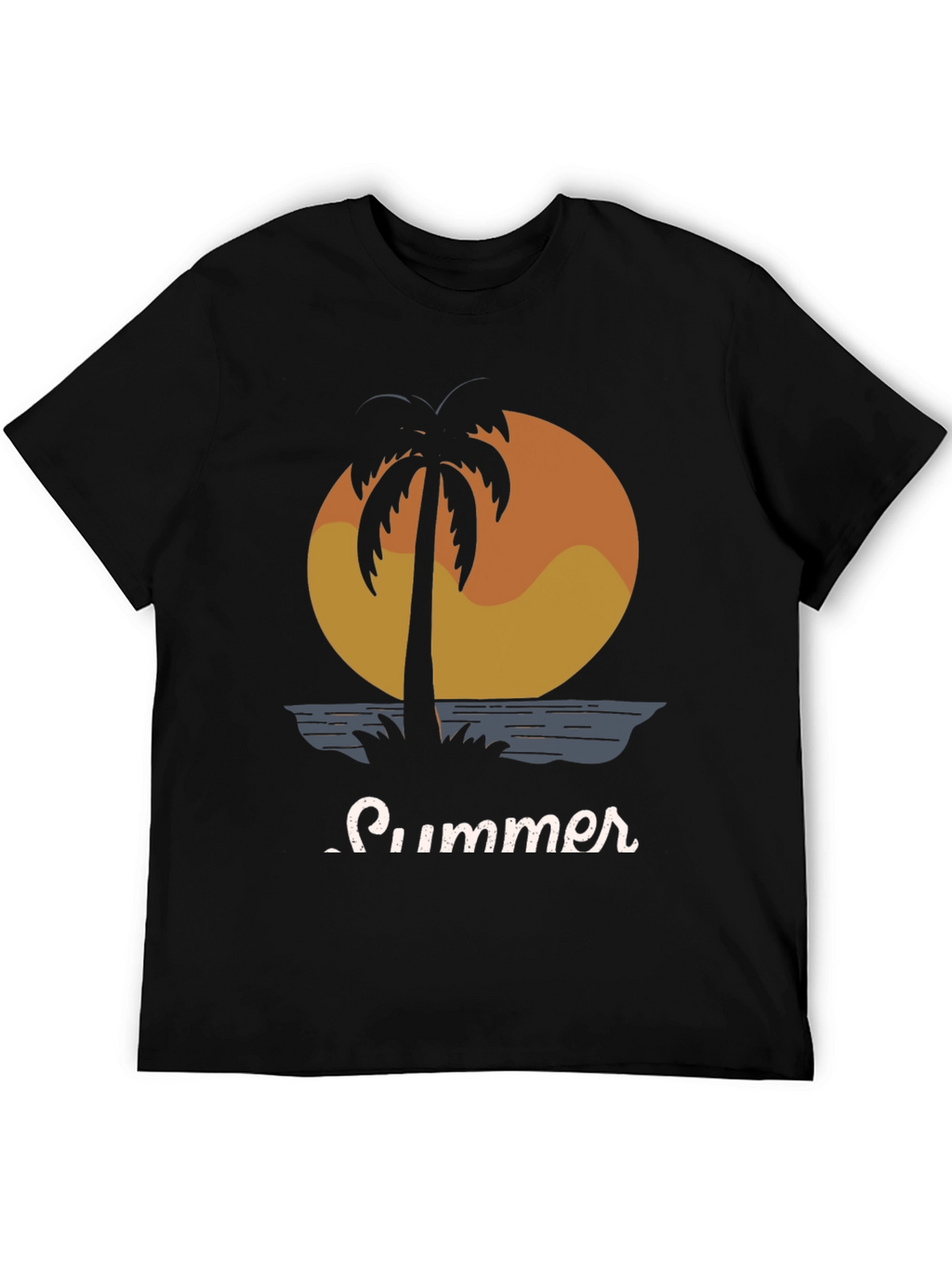 Summer Palm Tree Graphic Tee - Black