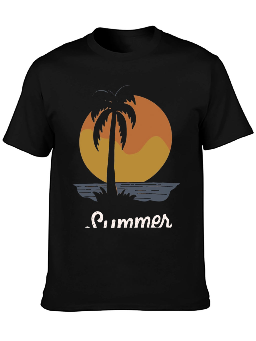 Summer Palm Tree Graphic Tee - Black
