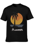 Summer Palm Tree Graphic Tee - Black