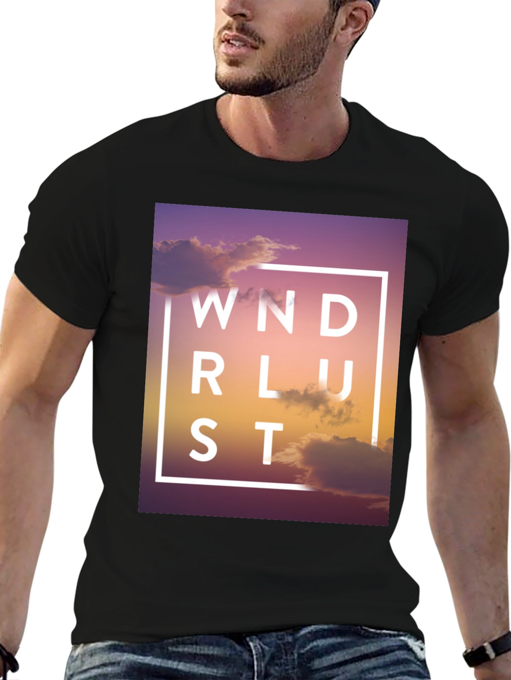 Wanderlust Graphic Print Black T-Shirt