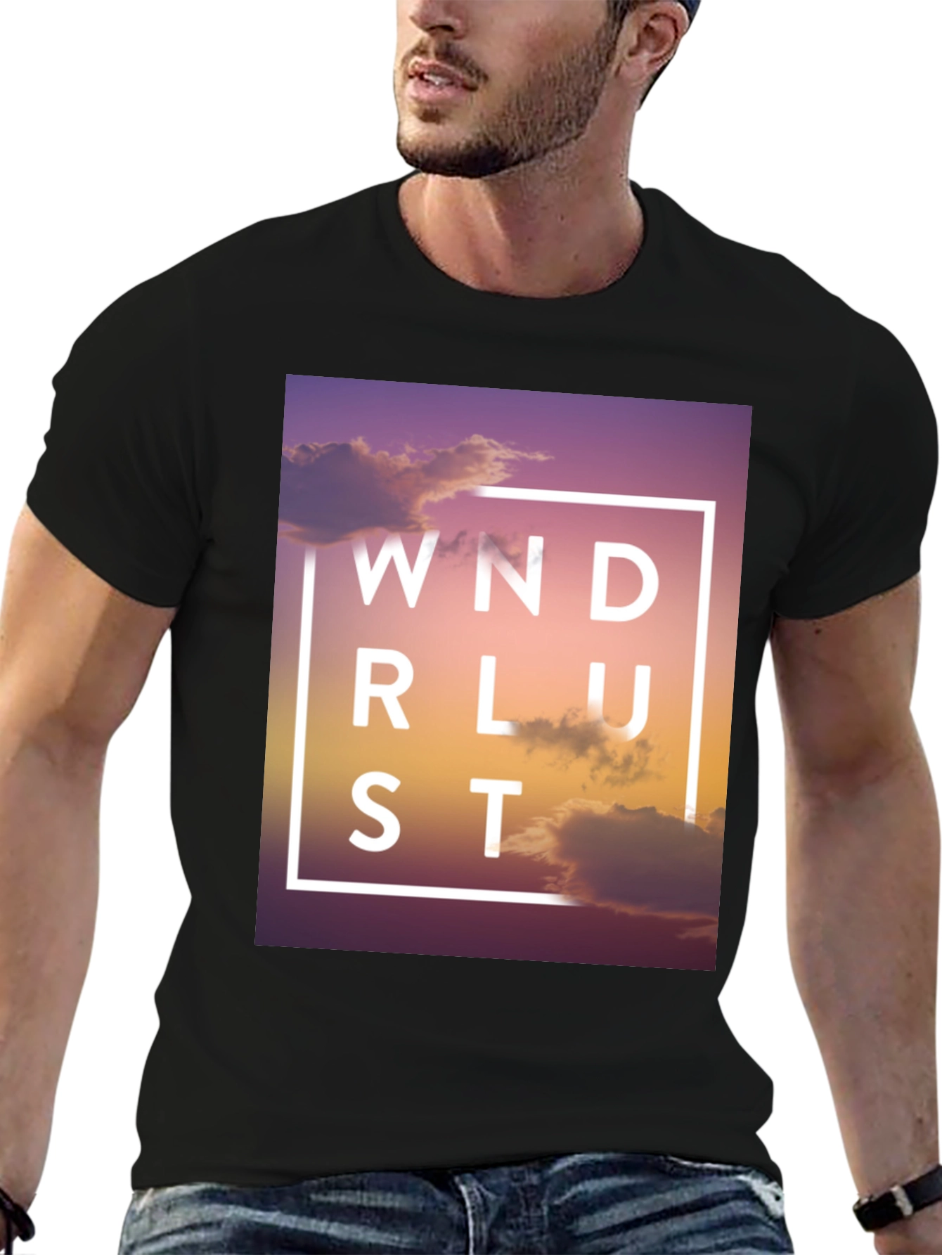 Wanderlust Graphic Print Black T-Shirt