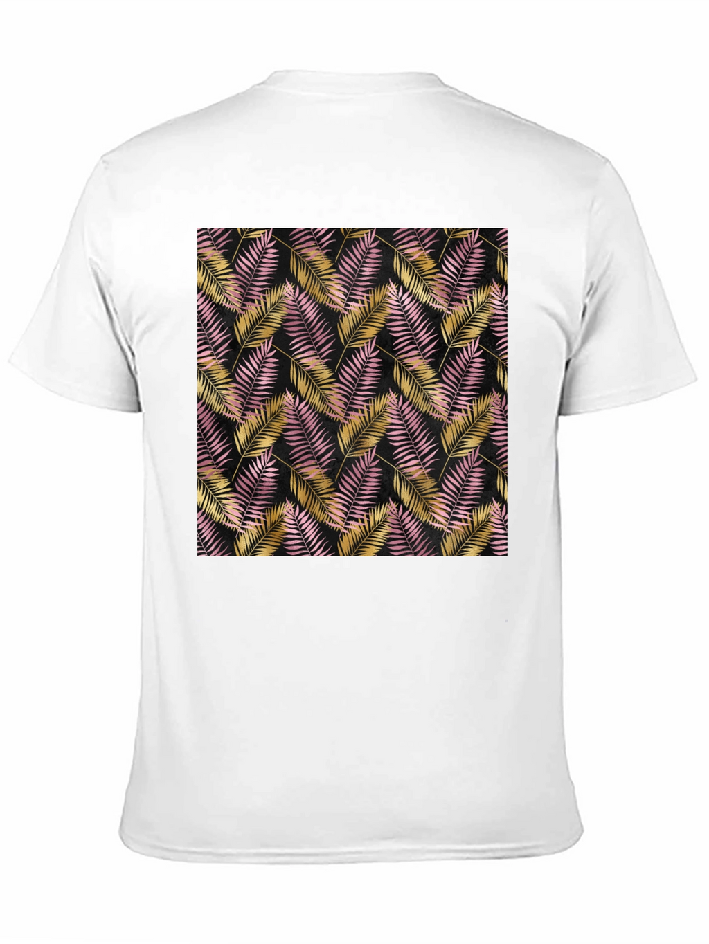 Tropical Palm Leaf Pattern Black T-Shirt