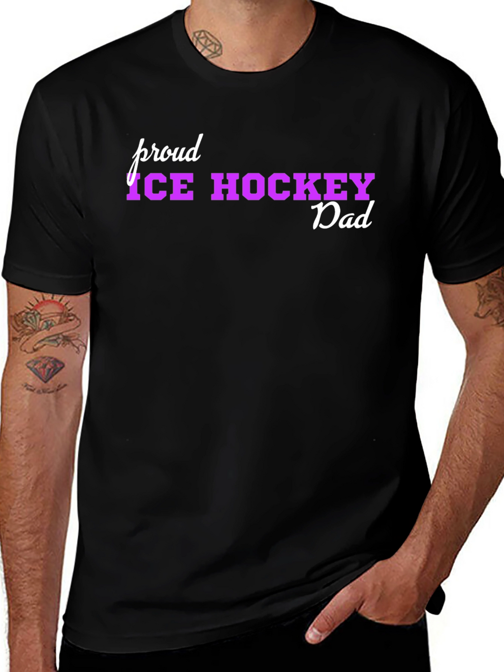 Proud Ice Hockey Dad Black T-Shirt