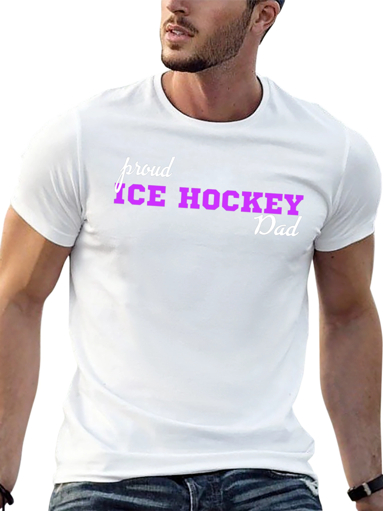Proud Ice Hockey Dad Black T-Shirt