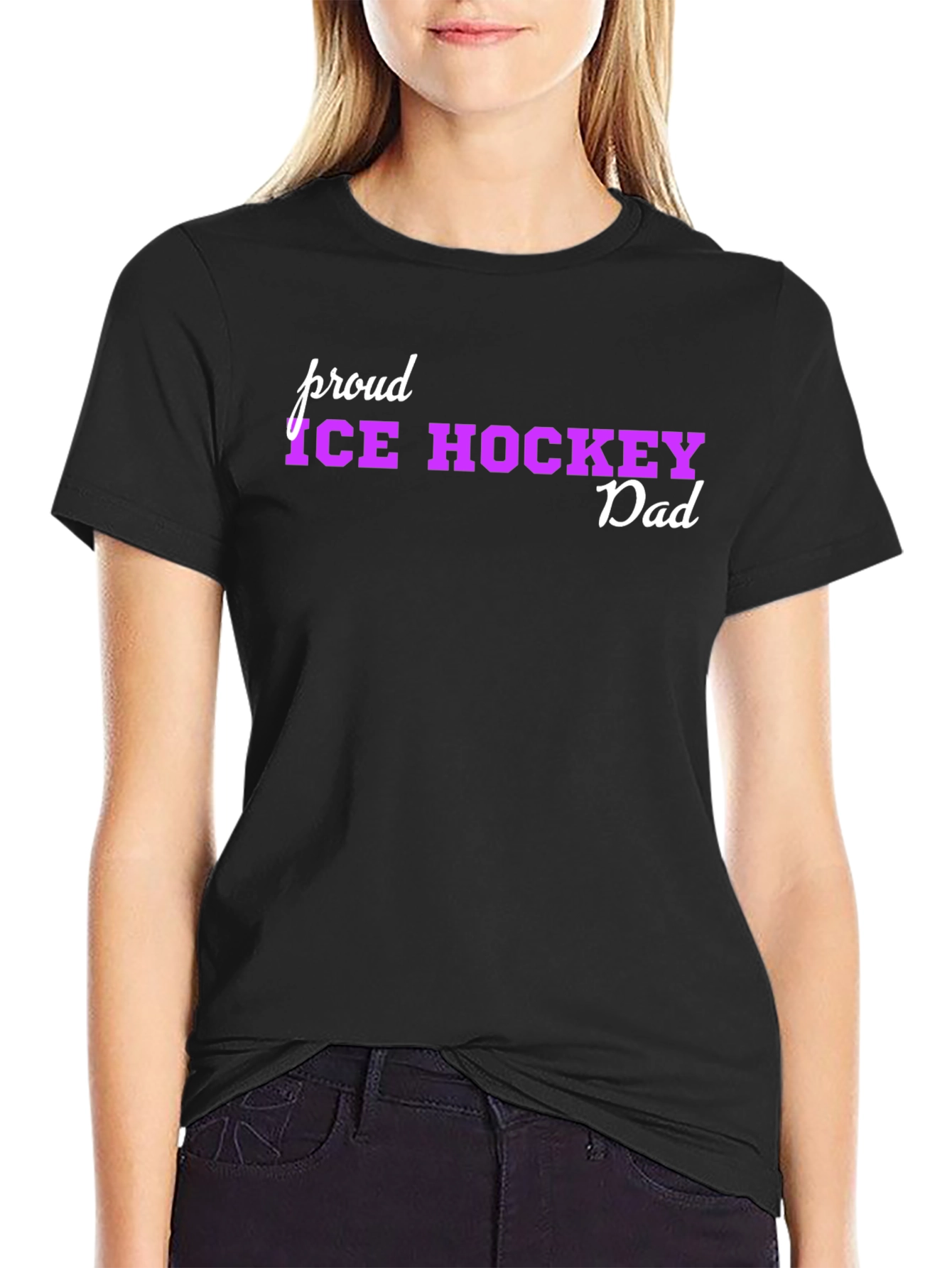 Proud Ice Hockey Dad Black T-Shirt