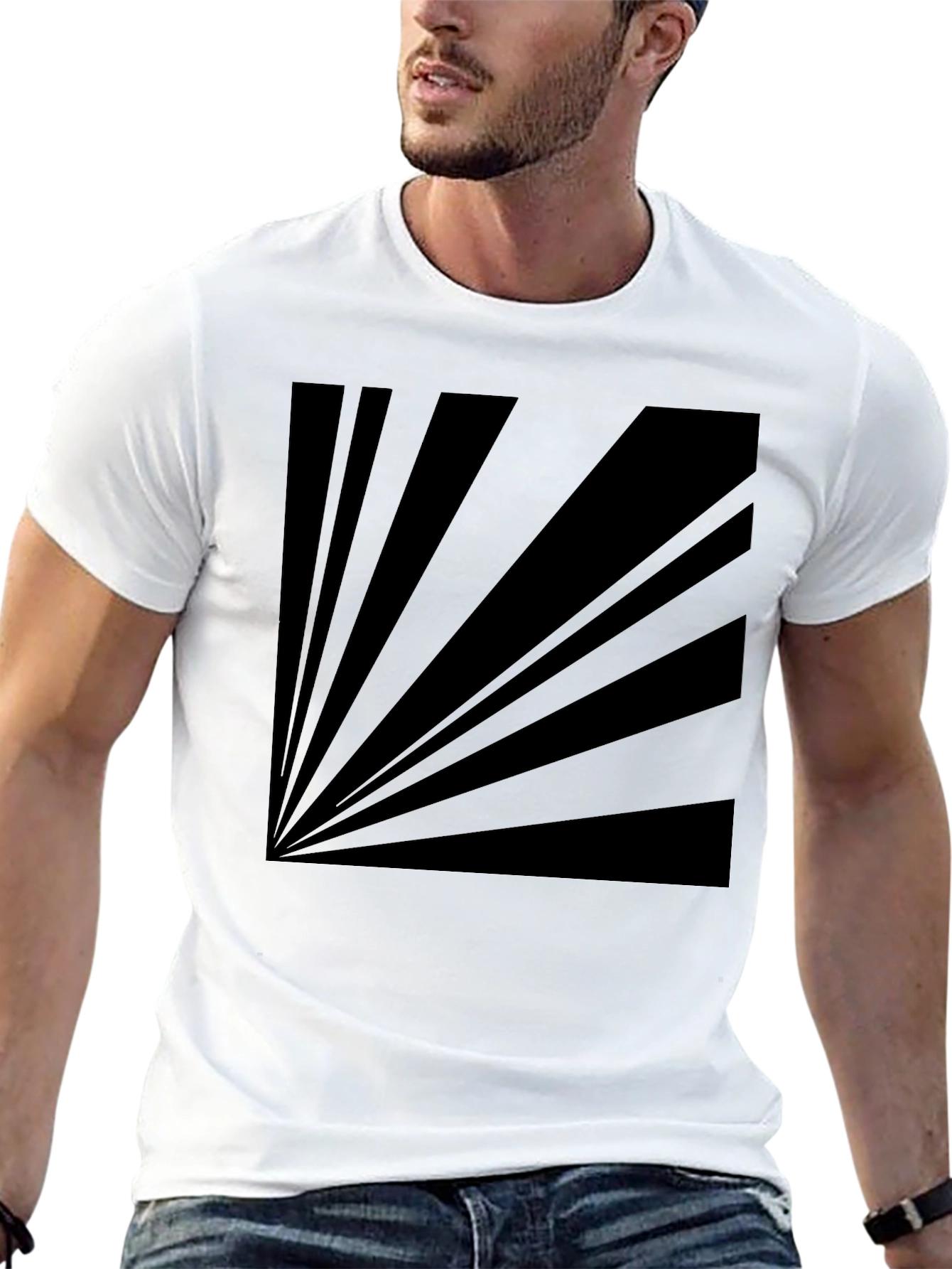 Retro Sunburst Graphic Tee - Black Cotton Blend