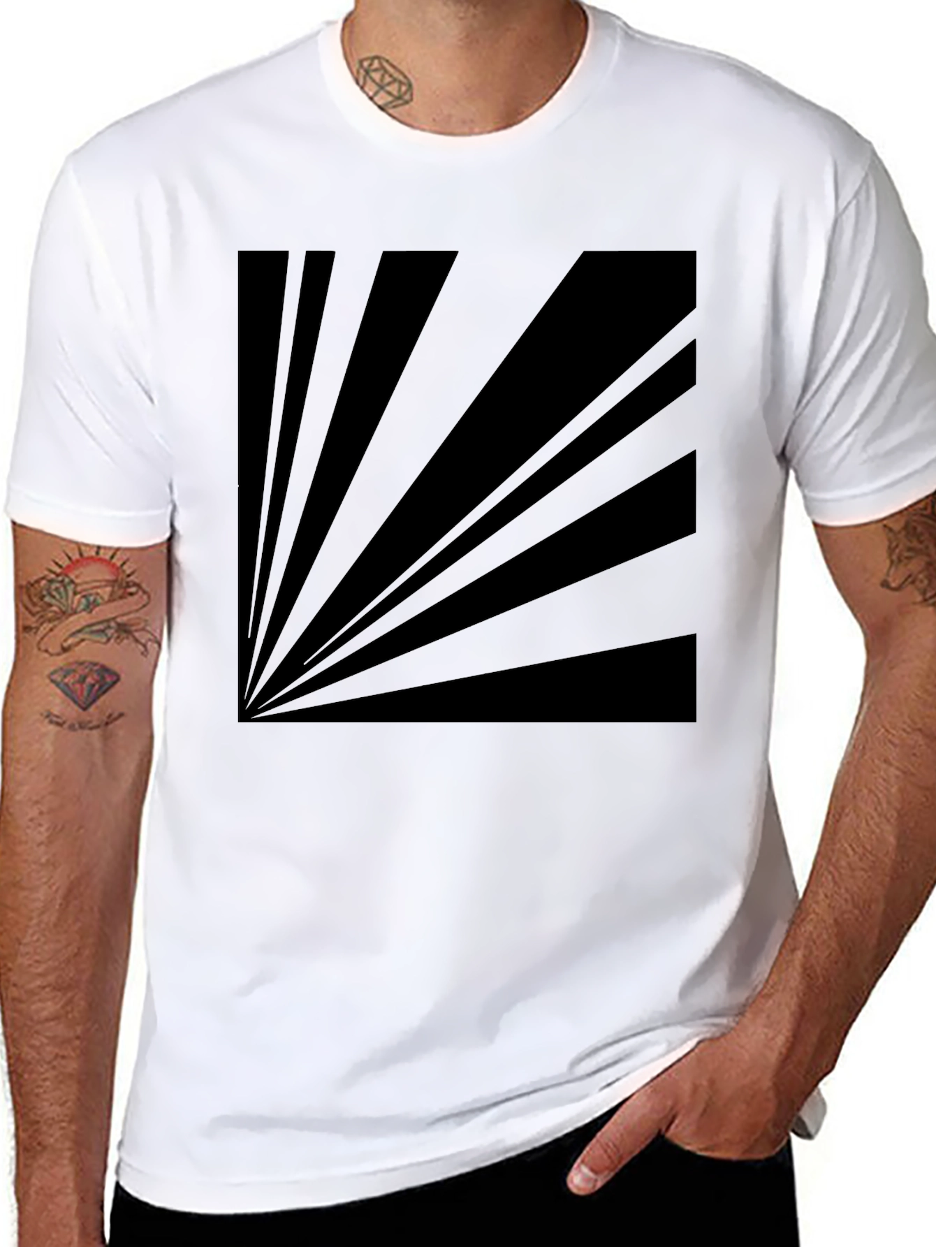 Retro Sunburst Graphic Tee - Black Cotton Blend