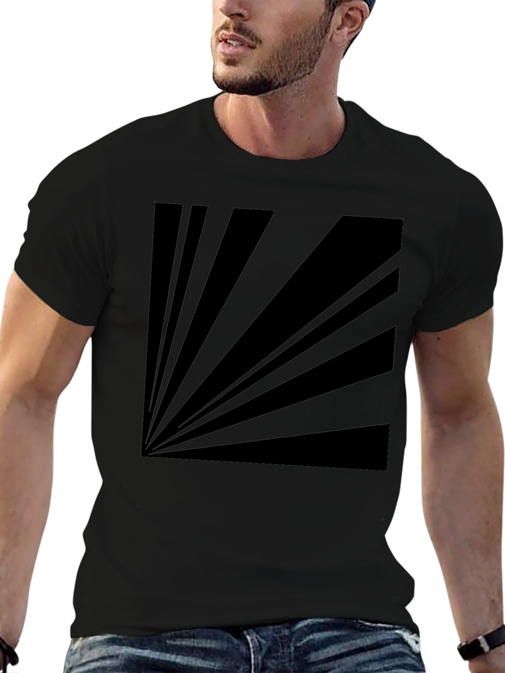 Retro Sunburst Graphic Tee - Black Cotton Blend
