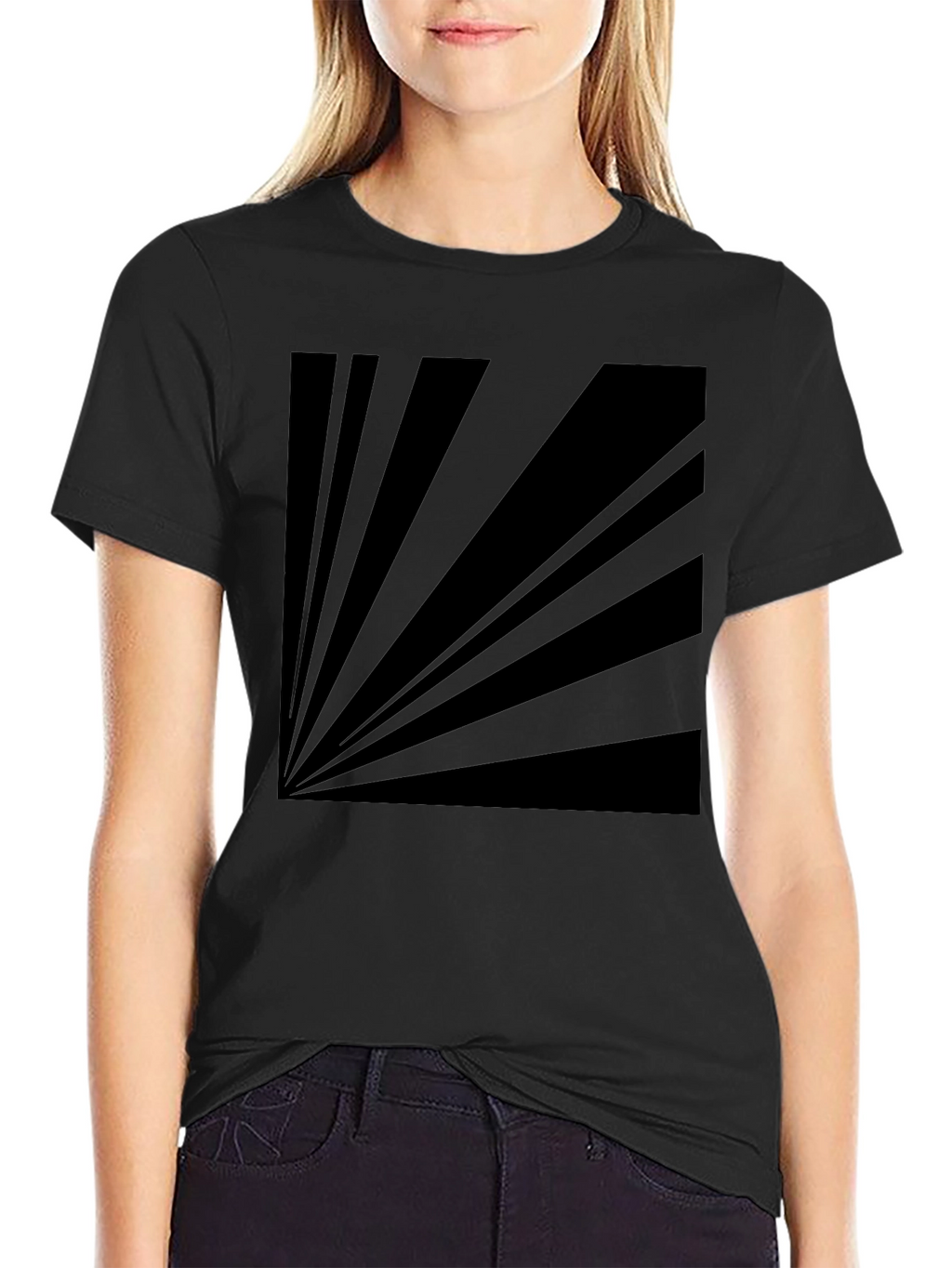 Retro Sunburst Graphic Tee - Black Cotton Blend