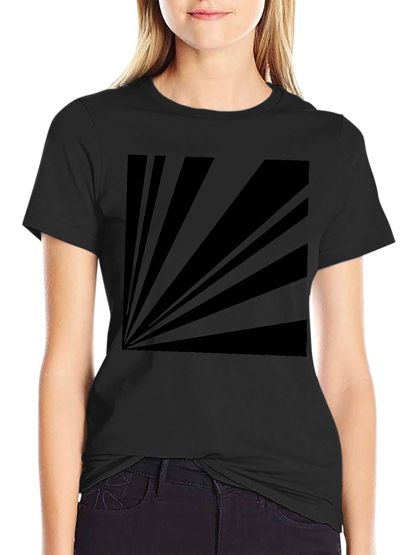 Retro Sunburst Graphic Tee - Black Cotton Blend