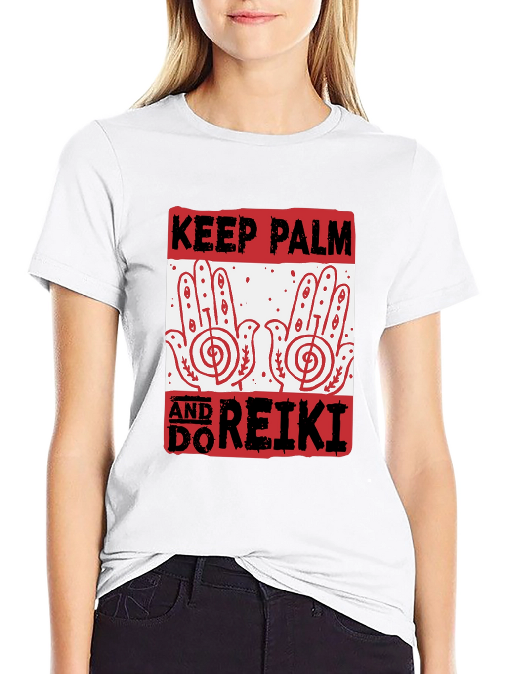 Keep Palm and Do Reiki Black Graphic Tee