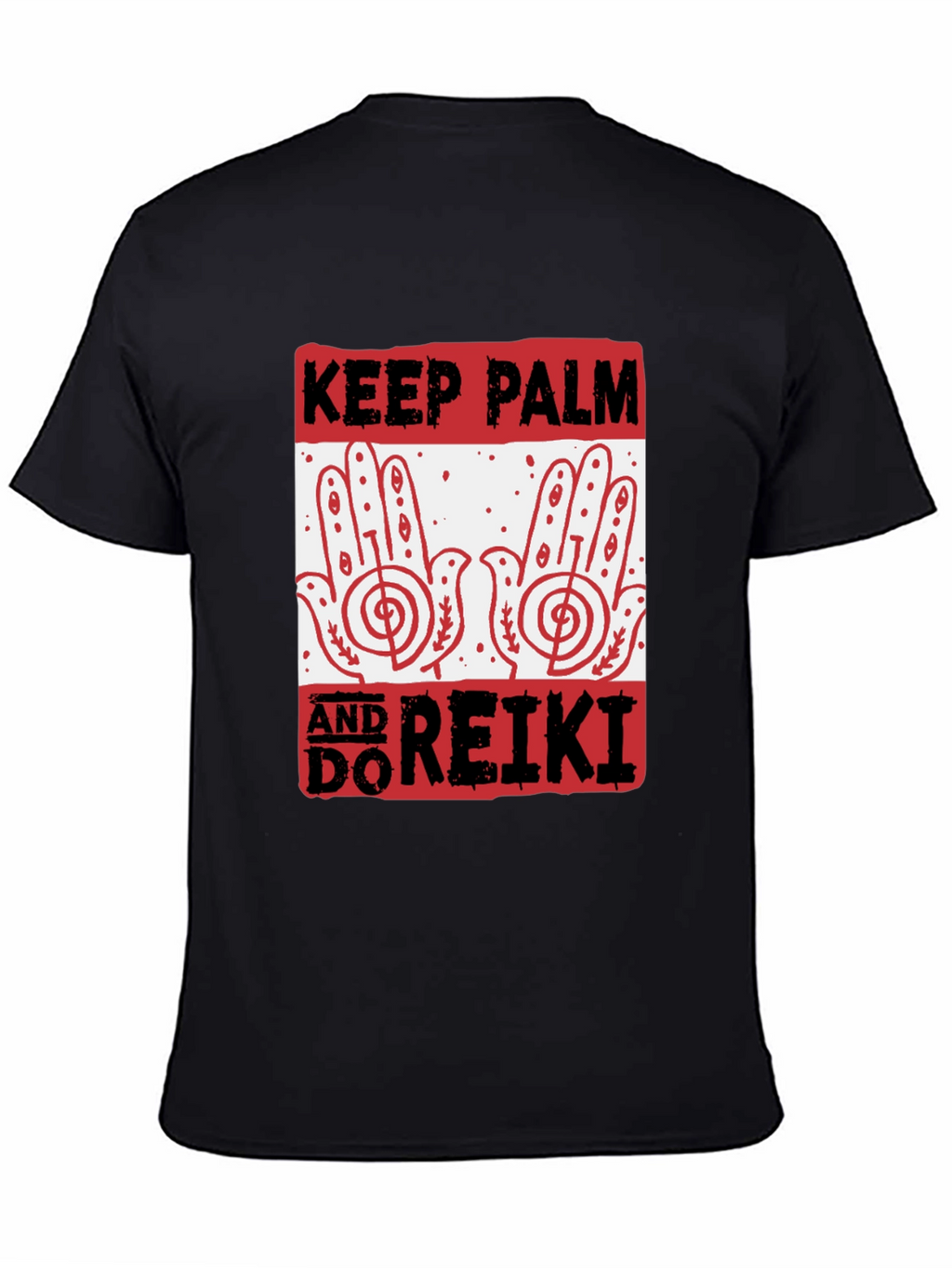 Keep Palm and Do Reiki Black Graphic Tee