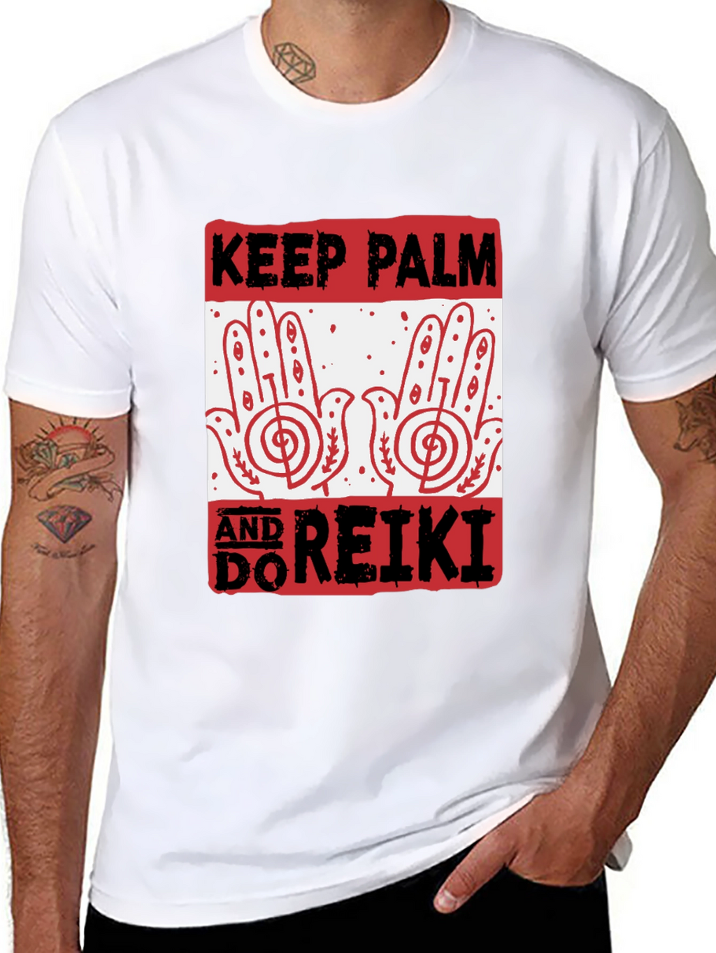 Keep Palm and Do Reiki Black Graphic Tee