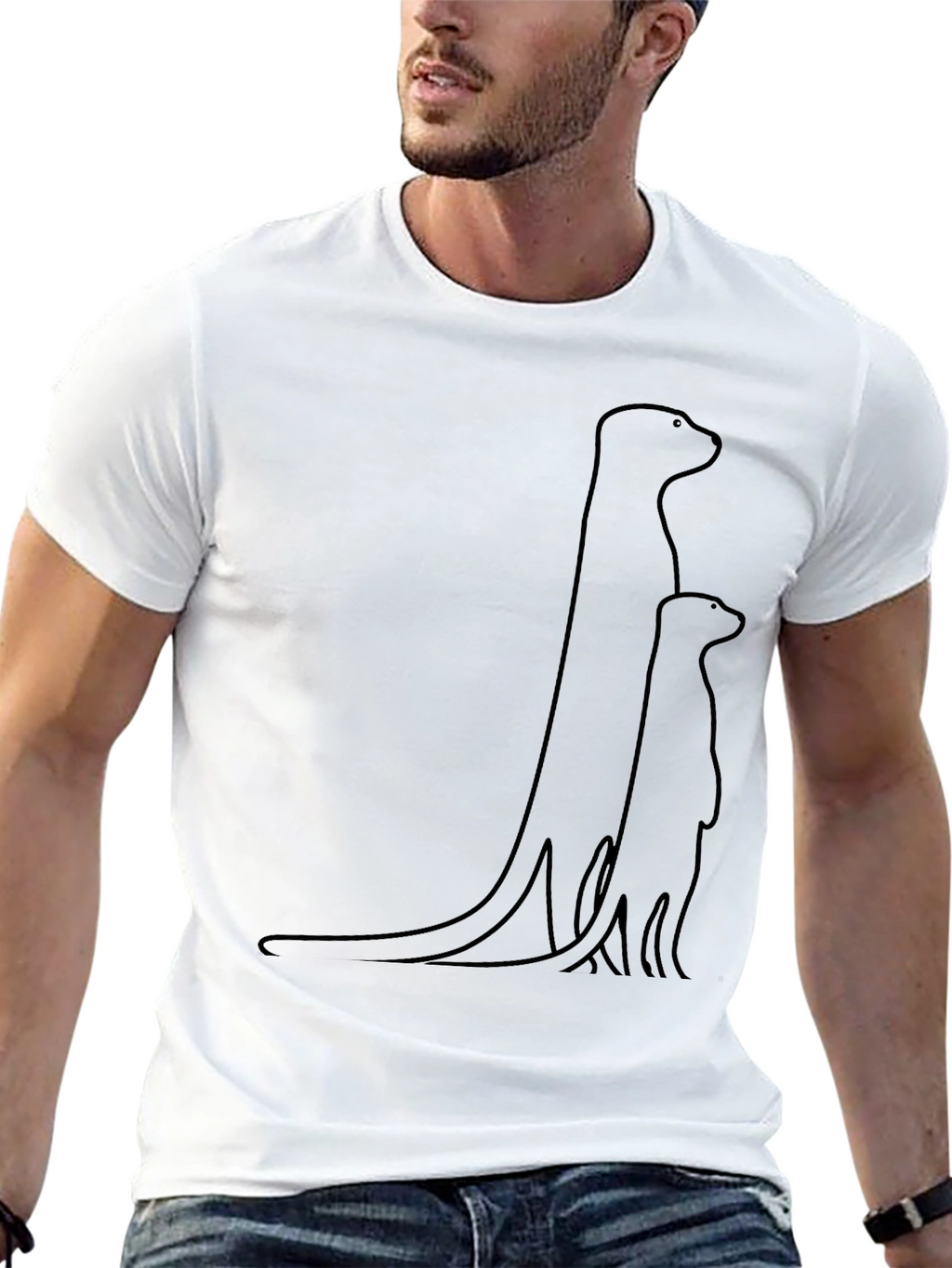 Minimalist Meerkat Family T-Shirt - Black