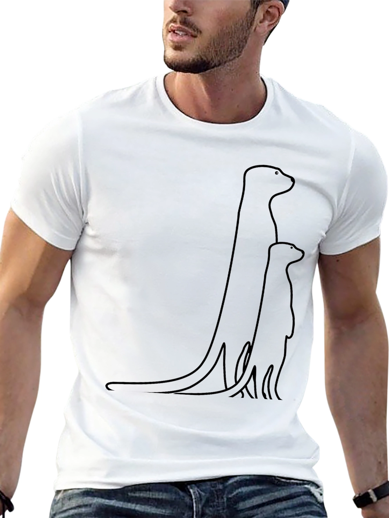 Minimalist Meerkat Family T-Shirt - Black