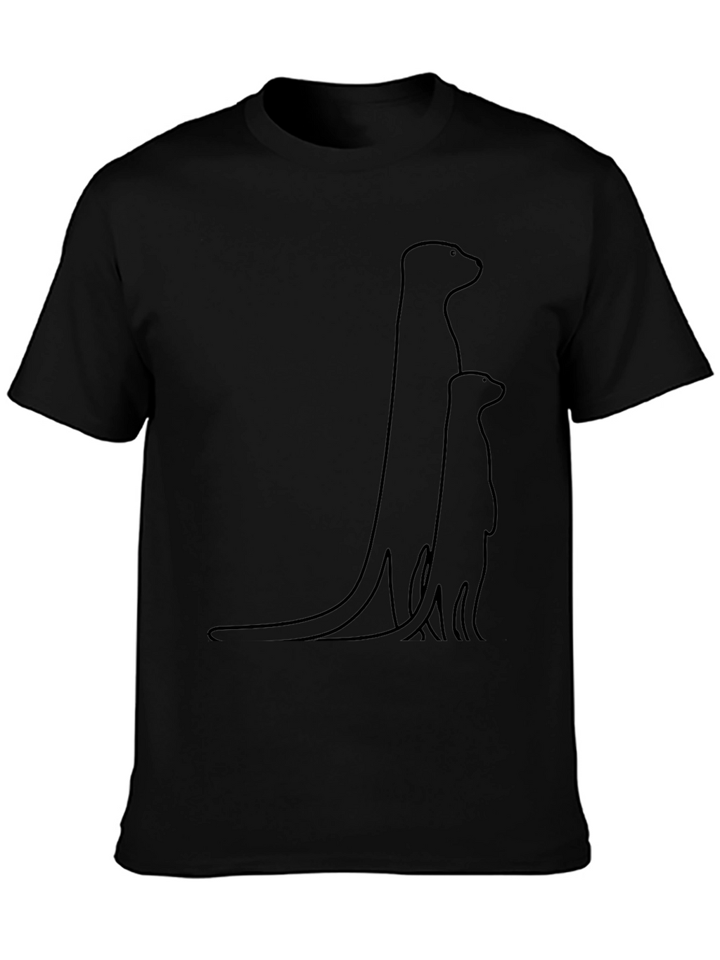 Minimalist Meerkat Family T-Shirt - Black