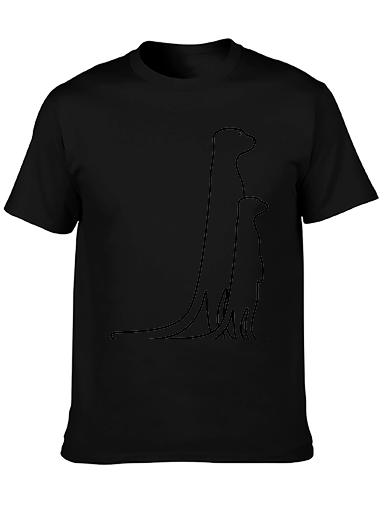 Minimalist Meerkat Family T-Shirt - Black