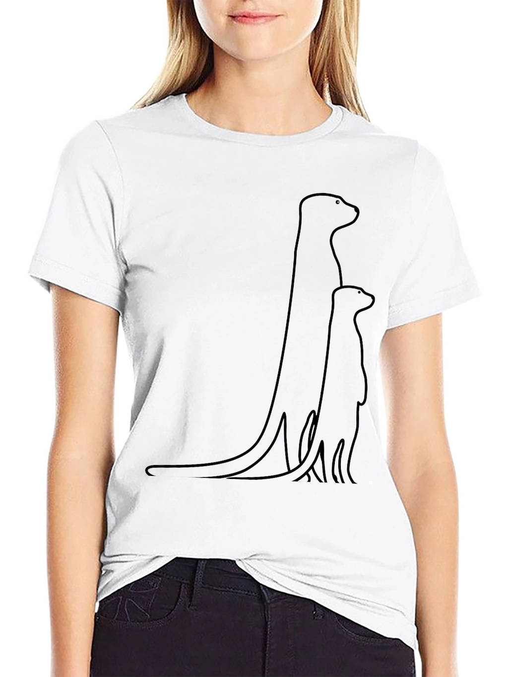 Minimalist Meerkat Family T-Shirt - Black